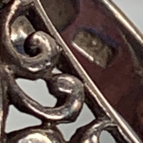 Vintage Sterling Silver Turquoise Ring 6.75 — Ornate Boho Scrollwork, 925 Southw - Picture 8 of 8